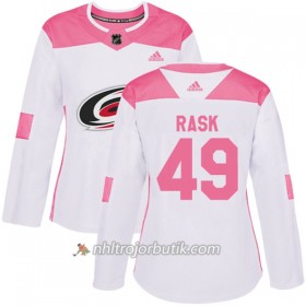 Dame Ishockey Carolina Hurricanes Tröja Victor Rask 49 Adidas 2017-2018 Vit Rosa Fashion Authentic